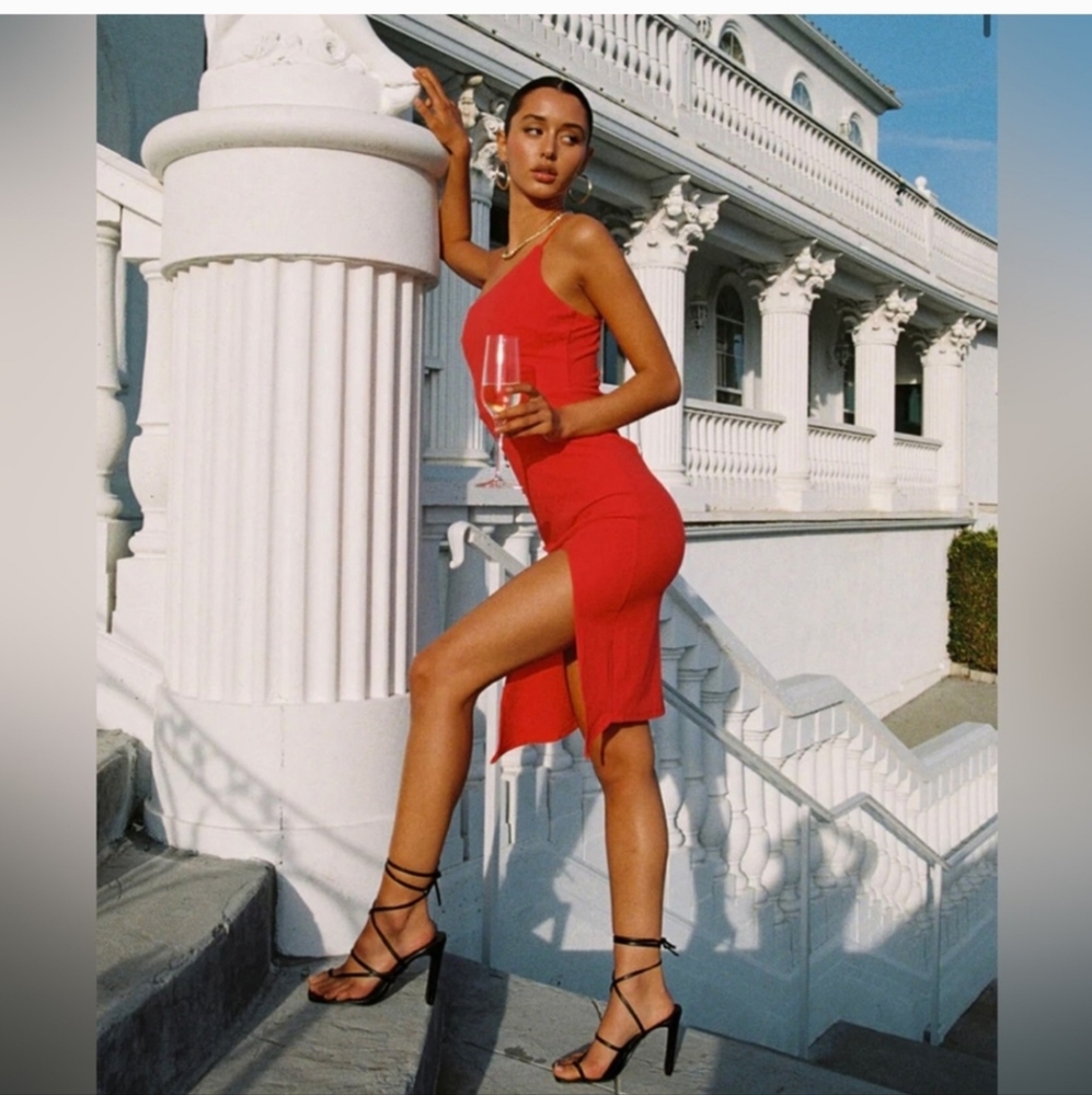 Hello Molly One Shoulder Red Dress